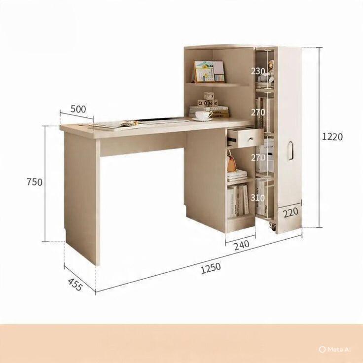 Bureau Randy avec Bibliothèque en bois