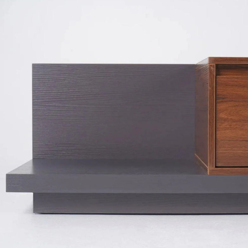 BELY Meuble TV en Noyer et Gris - 200cm