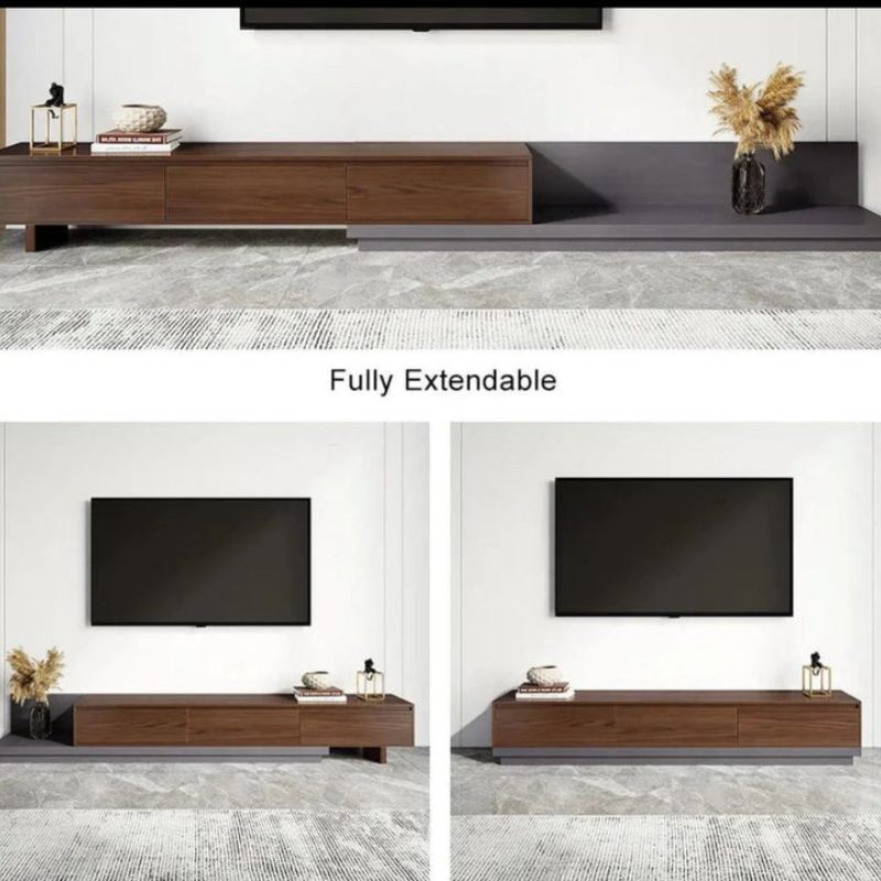 BELY Meuble TV en Noyer et Gris - 200cm