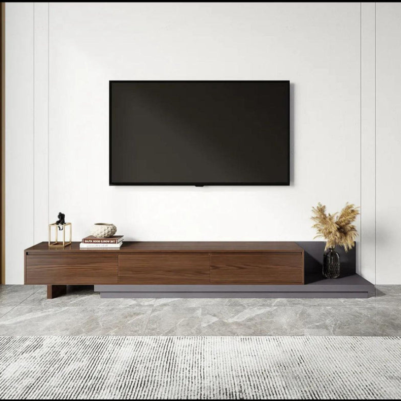 BELY Meuble TV en Noyer et Gris - 200cm