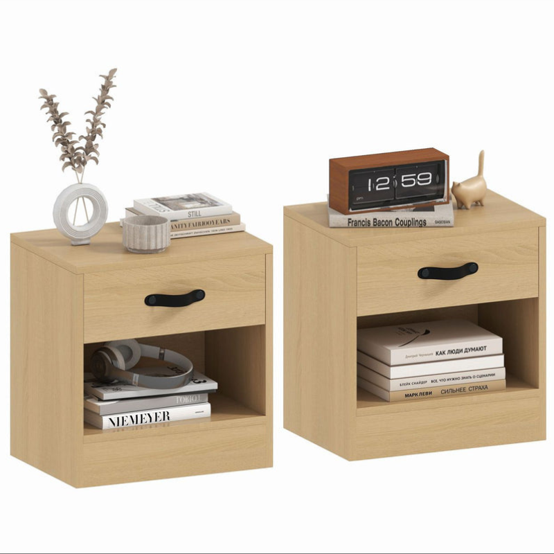 Pack de 2 Tables de Chevet avec Tiroir et Compartiment Ouvert pour Salon