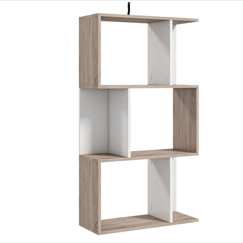 Étagère de Design Bibliothèque Moderne en Bois blanc et chêne 3 Étagères