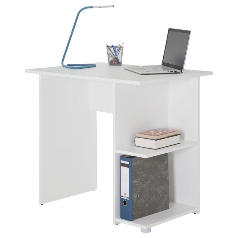 Bureau - RAFINA Moderne - 100cm blanc - chêne - bois Mdf