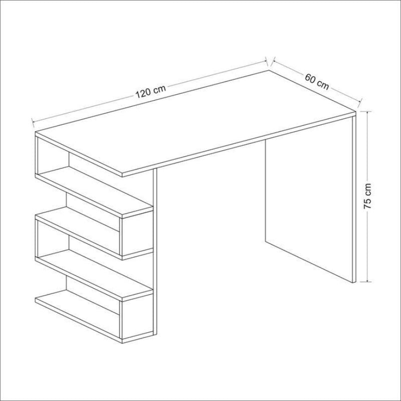 Bureau de travail - Noyer et Blanc - 120cm