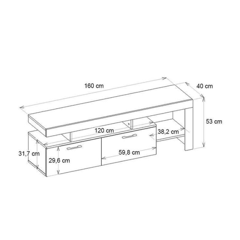 Meuble TV Acnes Megapap - chêne et blanc - noir et Noyer  160cm