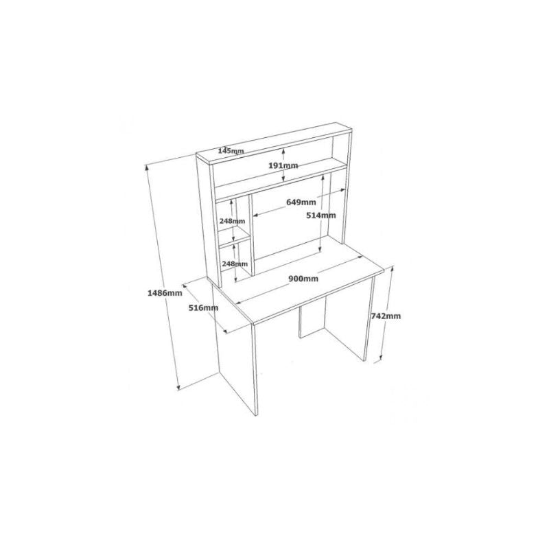 Bureau LISTES 90cm - Blanc et chêne - travail et étude