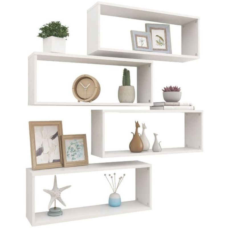 Étagères murales bois Mdf - Blanc- 100cm
