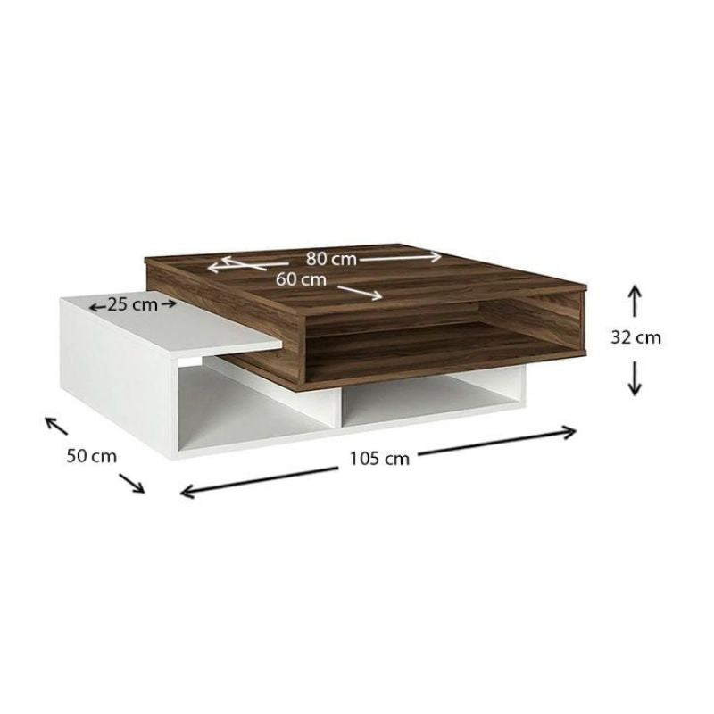 Table Basse EVAR – Noyer & Blanc Minimaliste