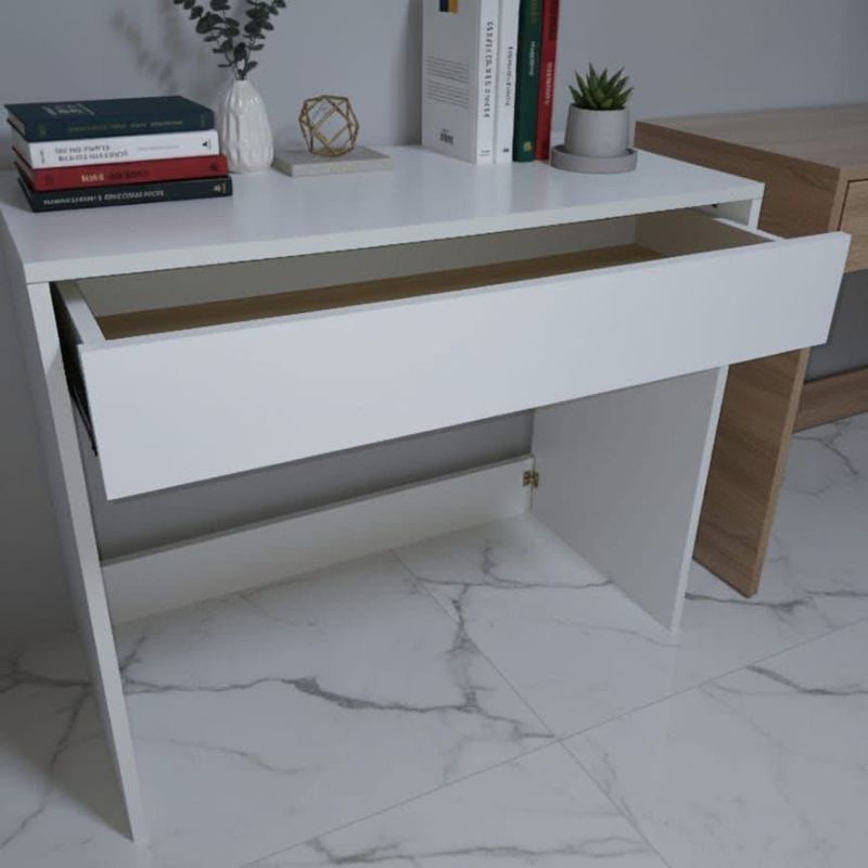 Bureau avec tiroirs - Blanc et Chêne - 100cm