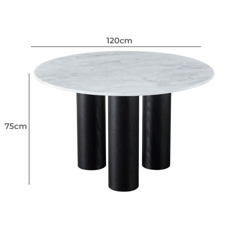 Table de salle à manger en marbre Roan pour 4 personnes