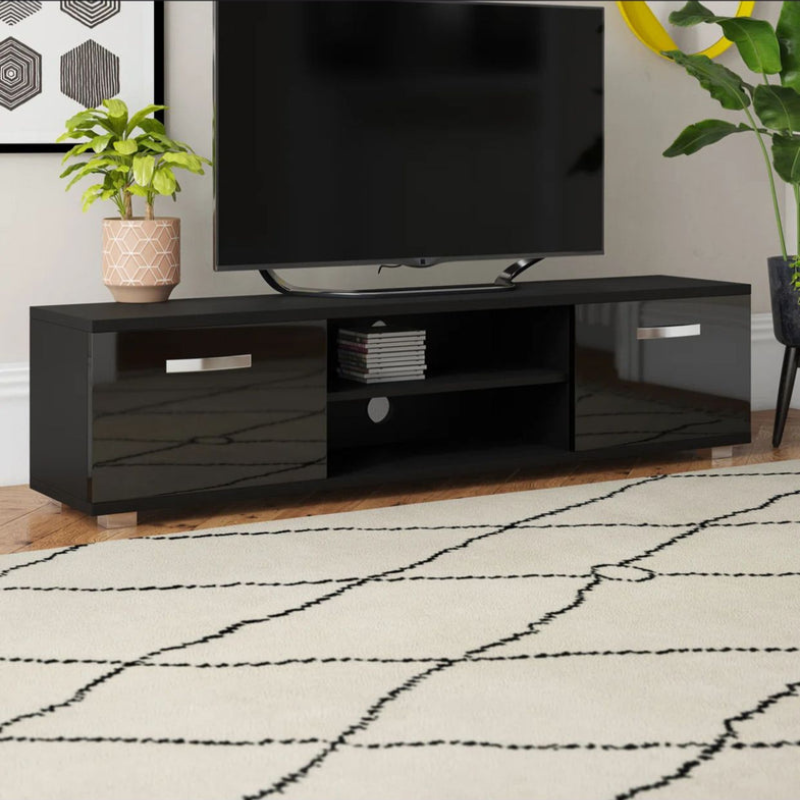 Meuble TV - Muskoka -pour téléviseurs jusqu'à 70 noir 160cm