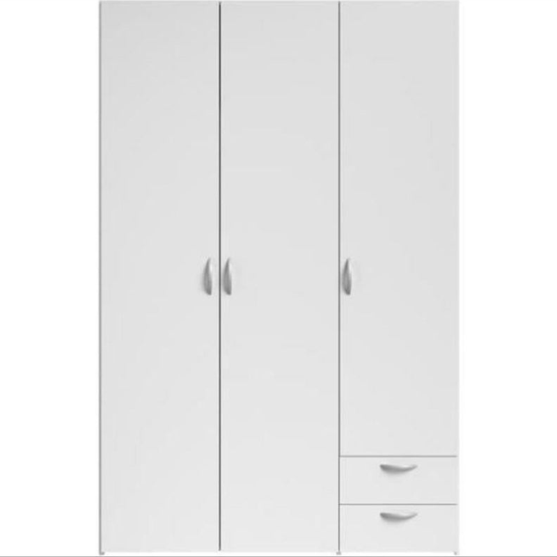 Armoire VARIA – 3 Portes Battantes & 2 Tiroirs – Blanc Épuré
