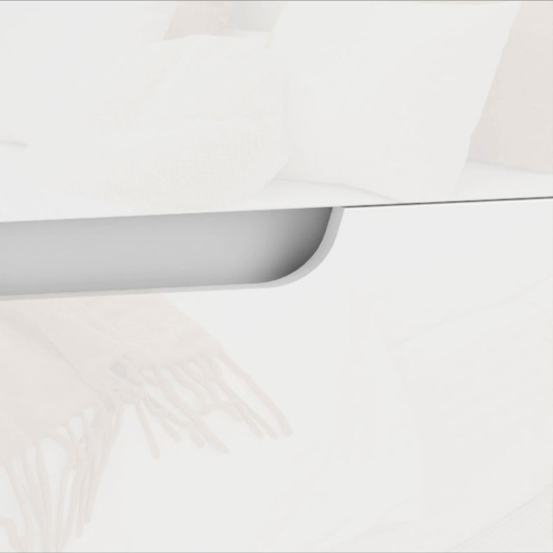 Table de Nuit Moderne  avec 2 Tiroirs et Design Brillant - Blanc