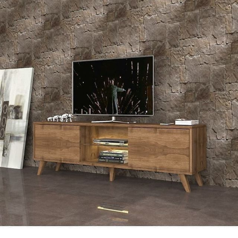 STAND TV PRONTO 180cm Noyer Meuble TV