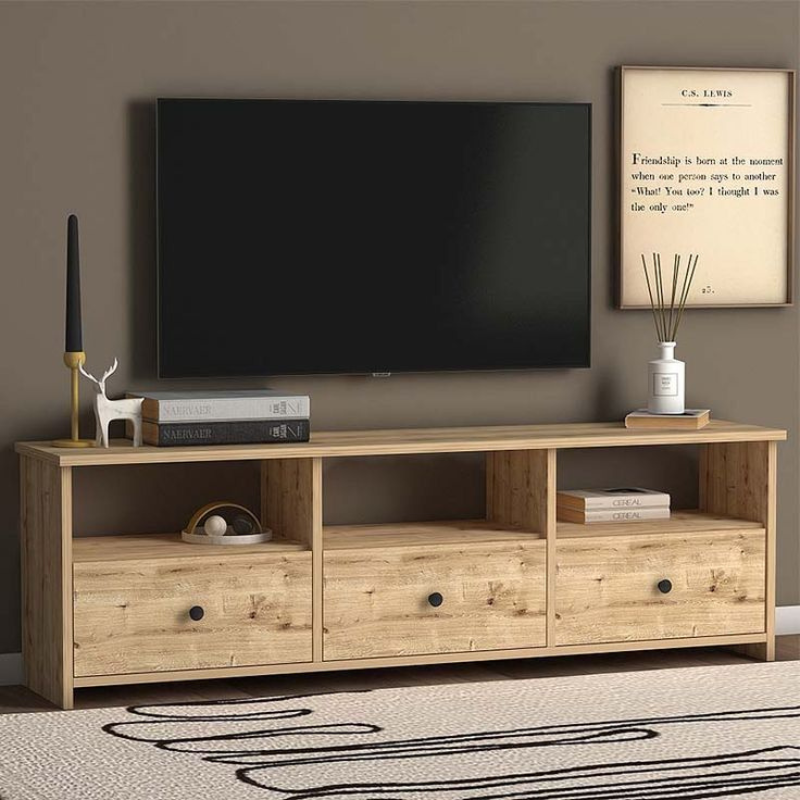 Meuble TV en bois FANSY 150cm Chêne - Salon et séjour