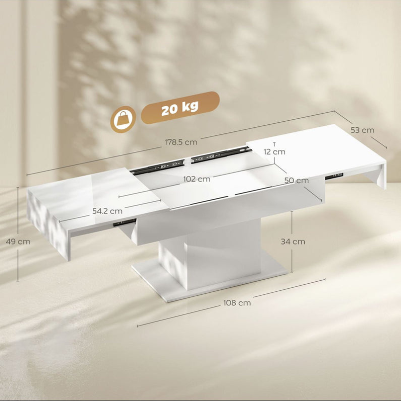 Table basse extensible avec compartiment de rangement moderne