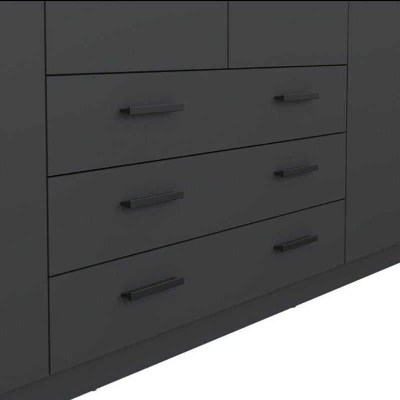 Armoire VEGA - Décor Gris anthracite - 4 portes + 3 tiroirs