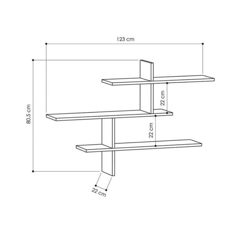Étagère murale LEO 123 cm – Blanc – Salon ou Séjour