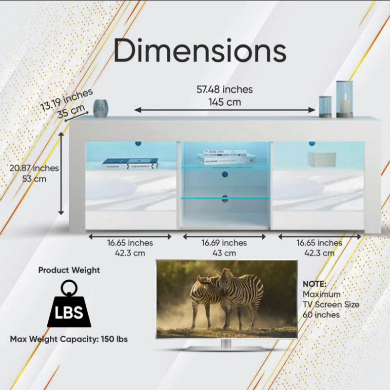 Meuble TV- Annagrove pour téléviseurs jusqu'à 65 - blanc 145cm