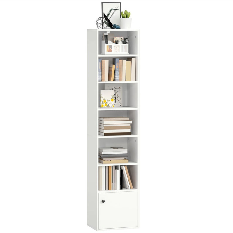 Bibliothèque 7 niveaux Étagère pour livres moderne avec étagères ouvertes et porte