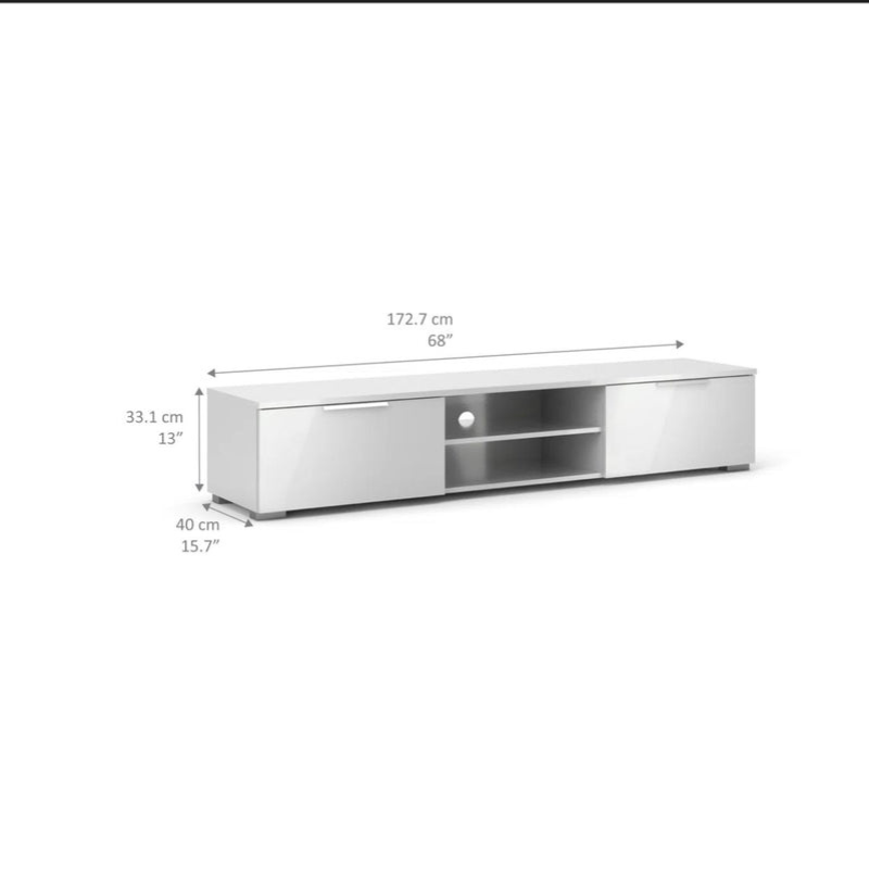 Meuble TV avec 2 tiroirs 172 cm Blanc