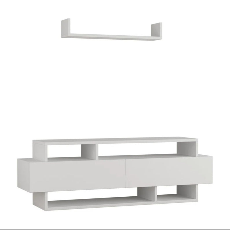 Meuble TV Latham - Blanc - 125cm (Pour TV 50" ou moins)