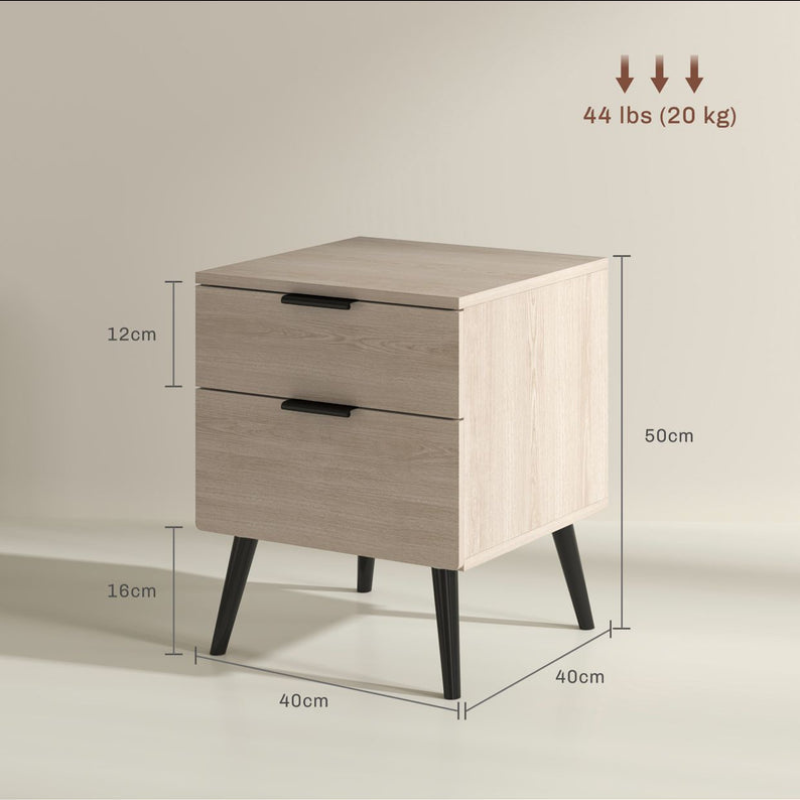 Pack Lot de 2 Tables de Chevet – Style Nordique Moderne – Chêne Naturel
