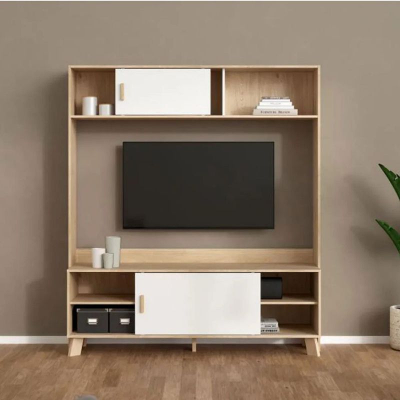 Mur équipé original - Blanc et Chêne - 155cm