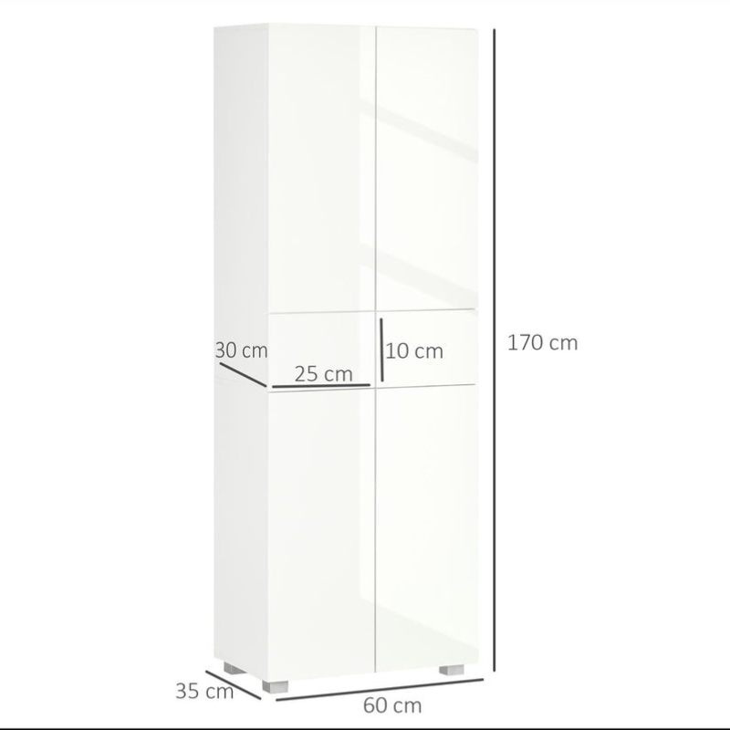 Armoire de cuisine meuble de rangement buffet 4 portes avec étagères réglables