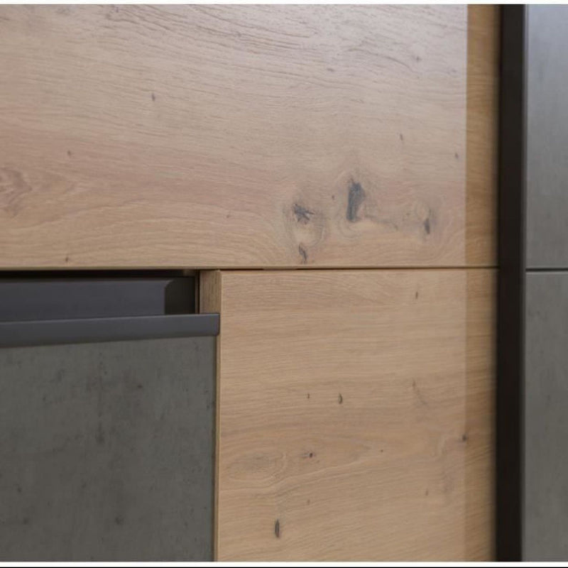 Armoire Grand Format WINN2 – Chêne & Gris Anthracite – 2 Portes Coulissantes & 3 Tiroirs