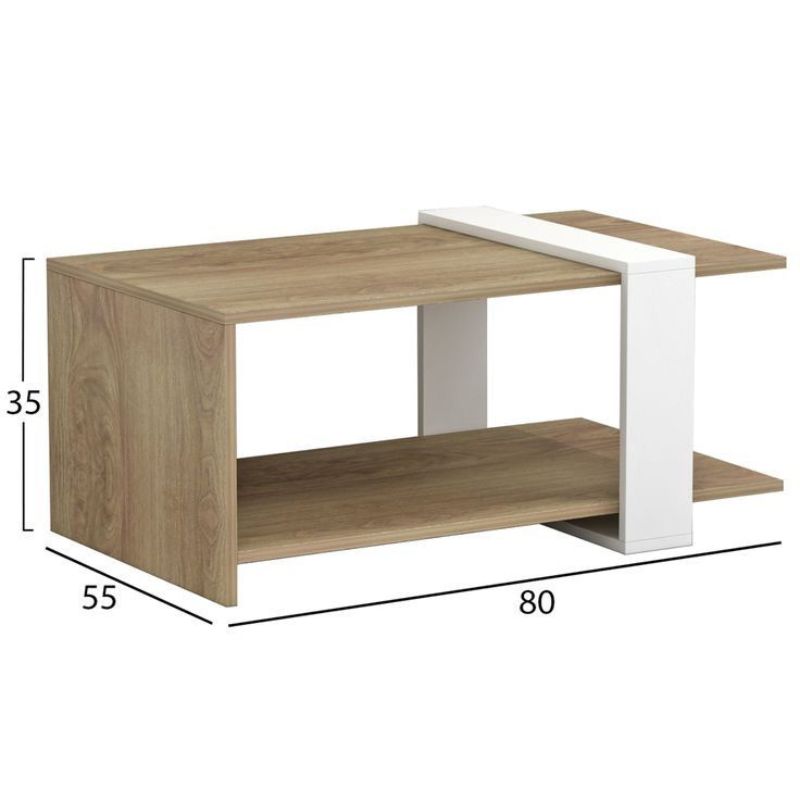 Table Basse ACIER - Blanc et chêne salon et séjour - bois Mdf - 80cm