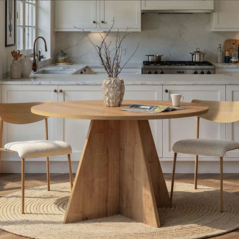 Table à manger ronde - Ø120 cm (Noir / Chêne / Noyer)