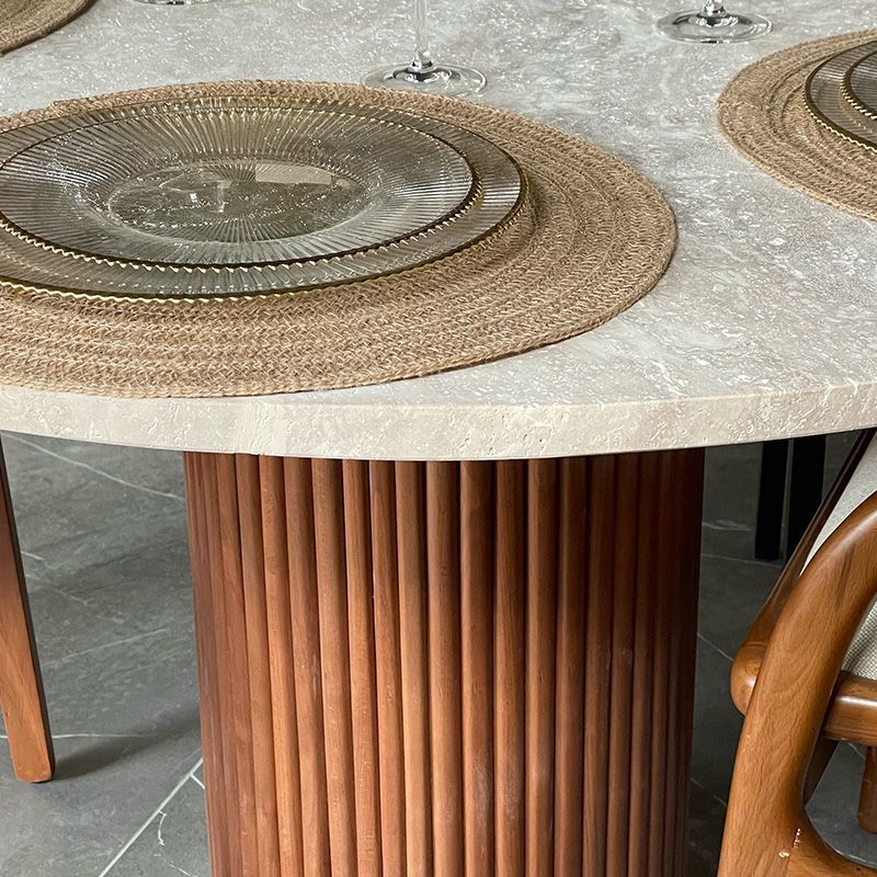 Table à Manger AKASSIA - Travertin & Bois