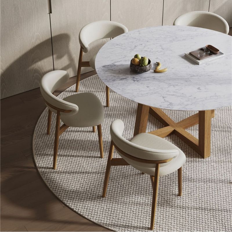 Table de salle à manger bois hêtre en marbre de Carrare italien Devereaux