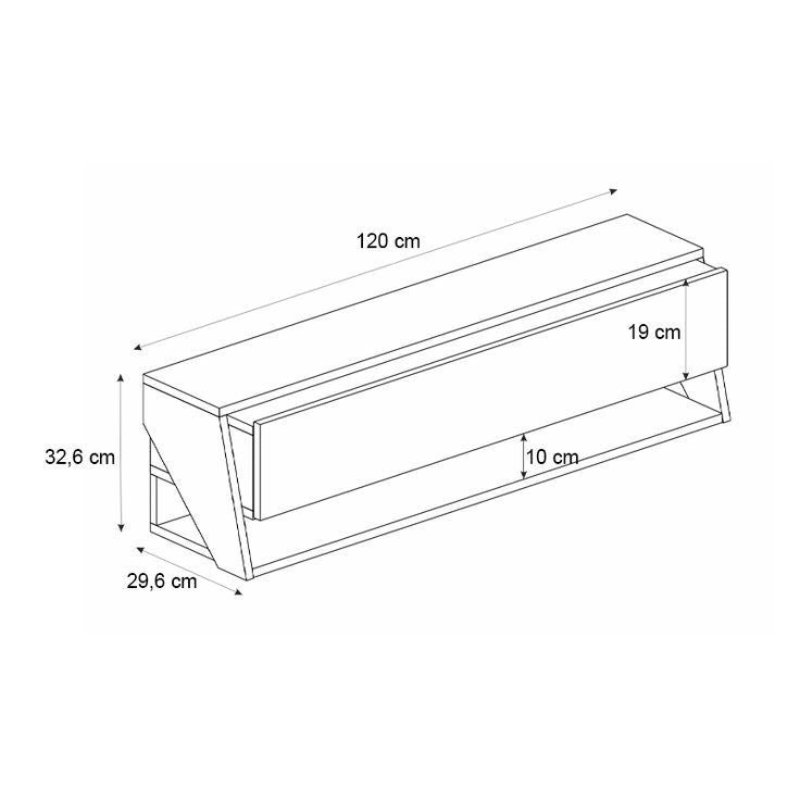 Meuble TV design suspendu LAVA 120cm - Chêne et Gris anthracite