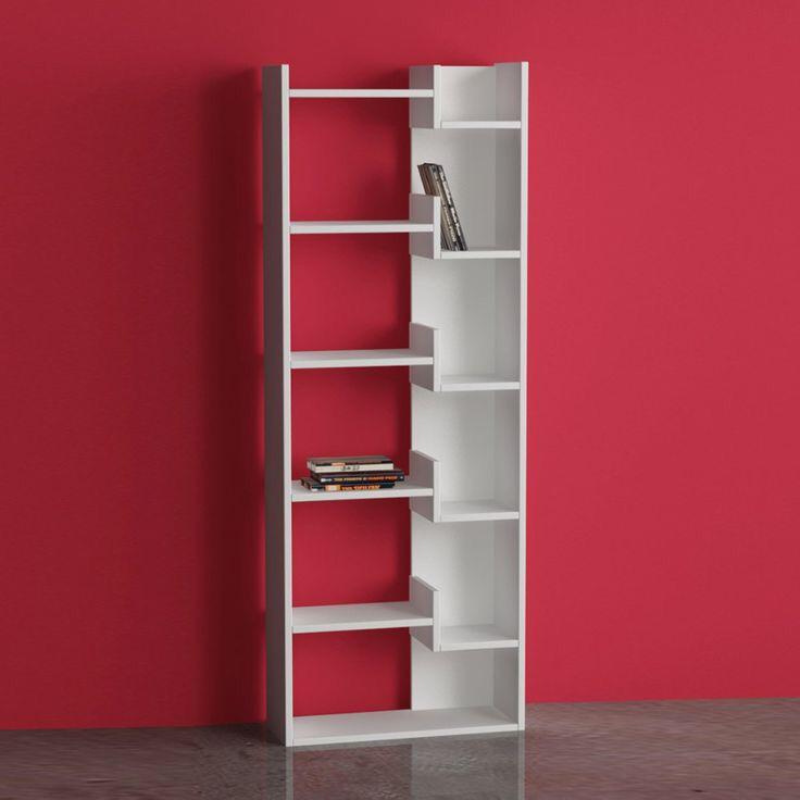 Bibliothèque à étagères de rangement - OPAC - 162cm - Blanc bois Mdf