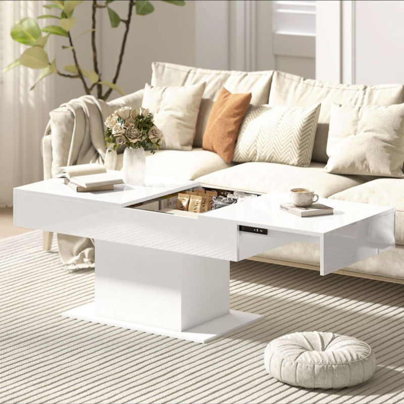 Table basse extensible avec compartiment de rangement moderne