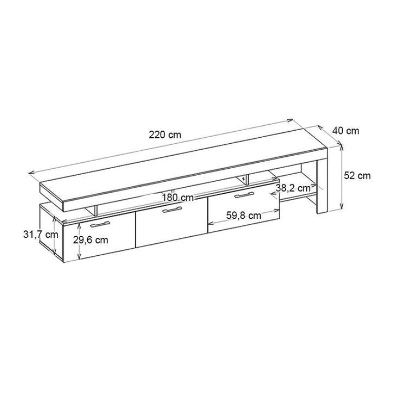 Meuble TV Acnes Megapap - chêne et blanc - noir et Noyer 220cm