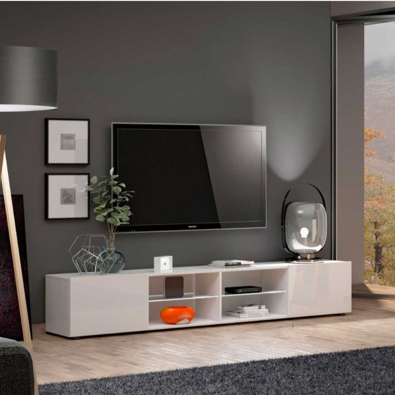 Meuble TV moderne - Blanc - 225cm