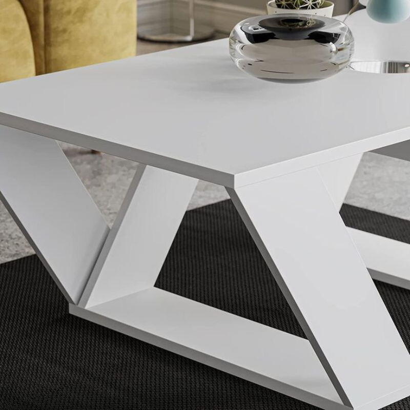 Table basse moderne pour séjour PIPRA 110 cm – Chêne et Blanc