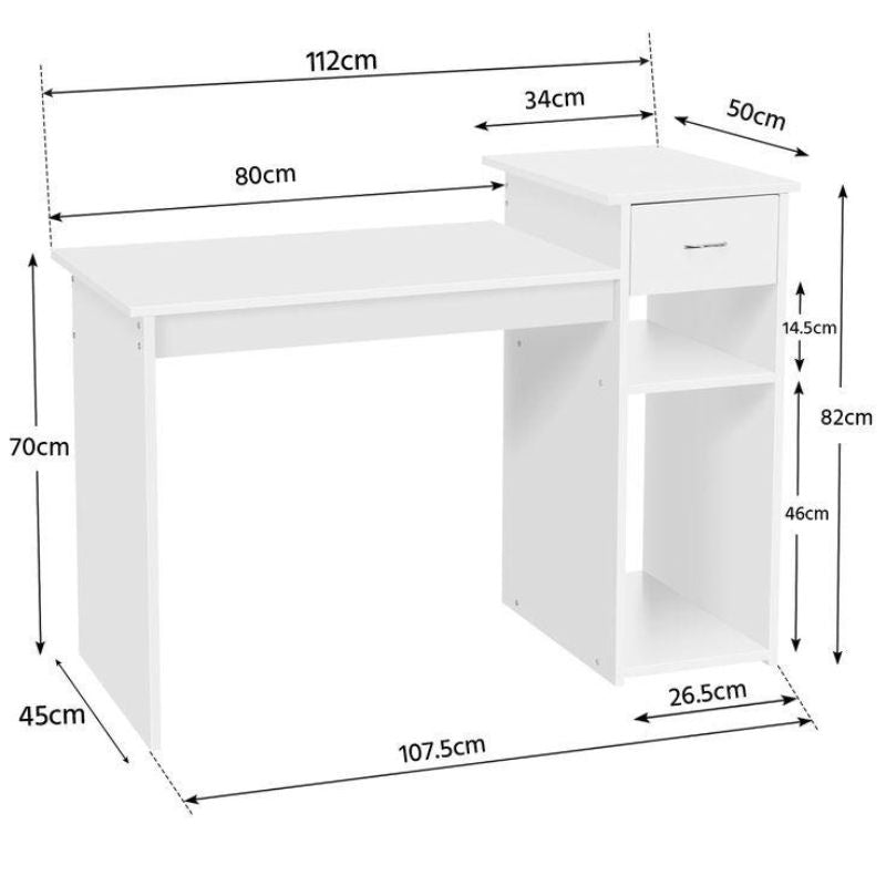 Bureau avec rangement - TRAK - 112cm - Blanc