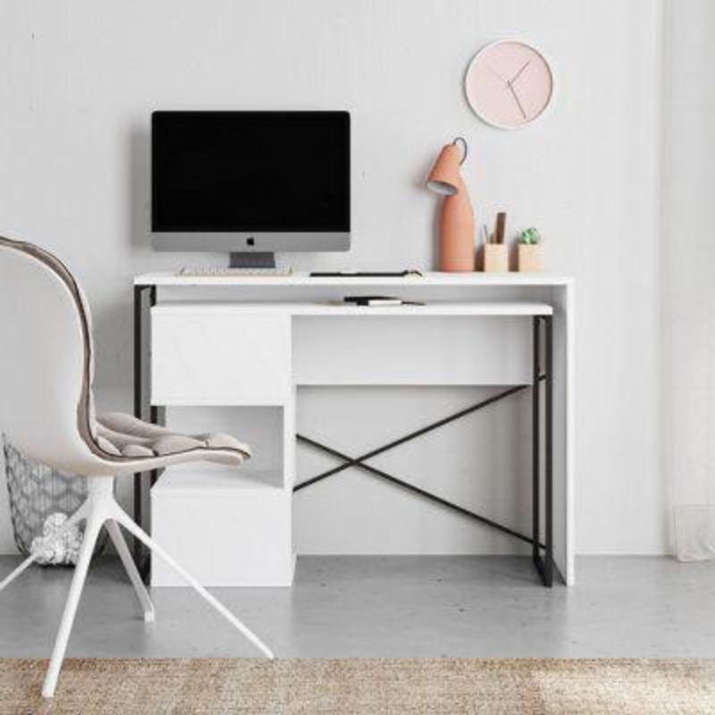 Bureau de travail en bois BADAU 110 cm – Blanc