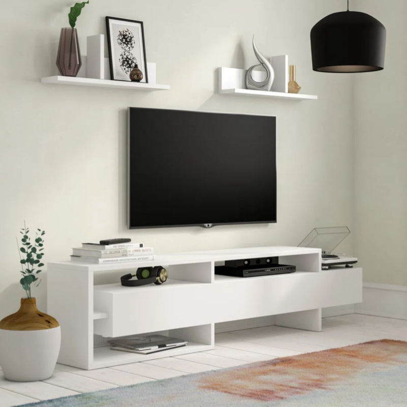 Meuble TV moderne -Calhoun -pour TV jusqu'à 50 pouces avec étagères 180cm