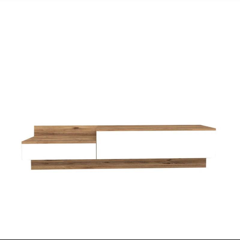 Meuble TV - Dakaria - pour téléviseurs de 65 pouces blanc et Noyer 160cm