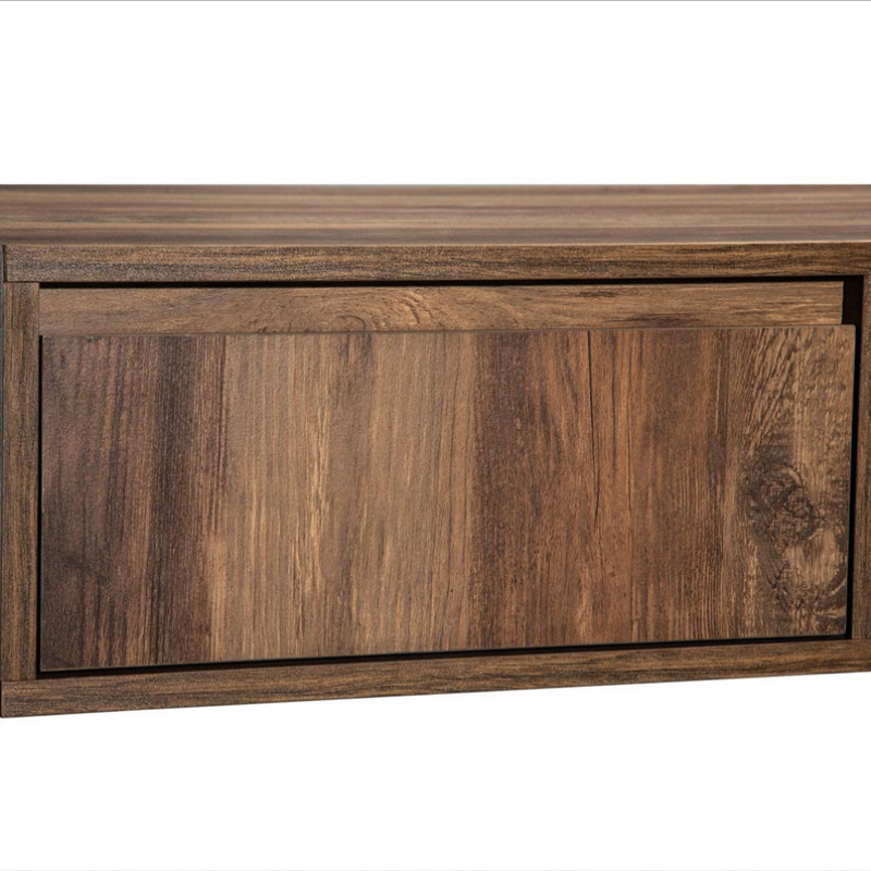 Table basse à grain de bois - Table de salon avec tiroirs - Grands treillis de rangement des deux côtés - Style industriel