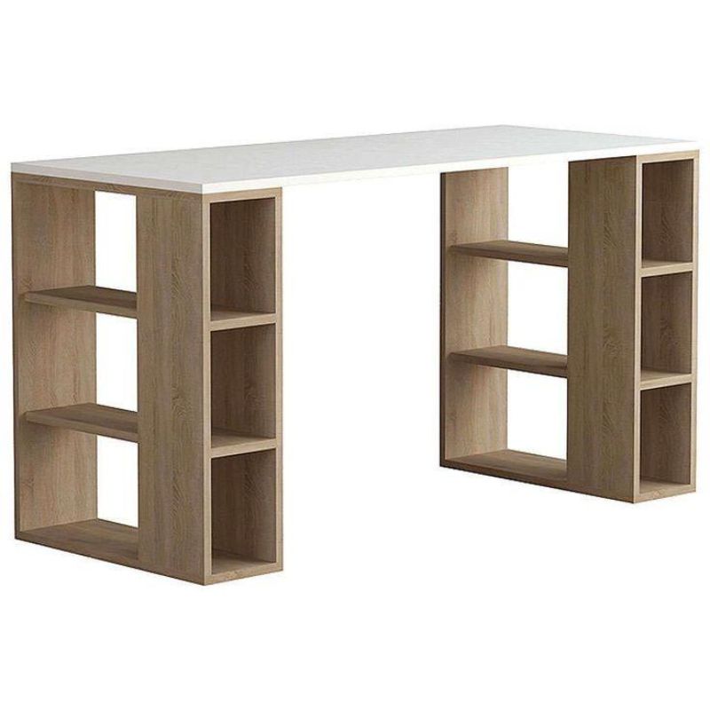Bureau chêne et Blanc - 140 cm bois Mdf