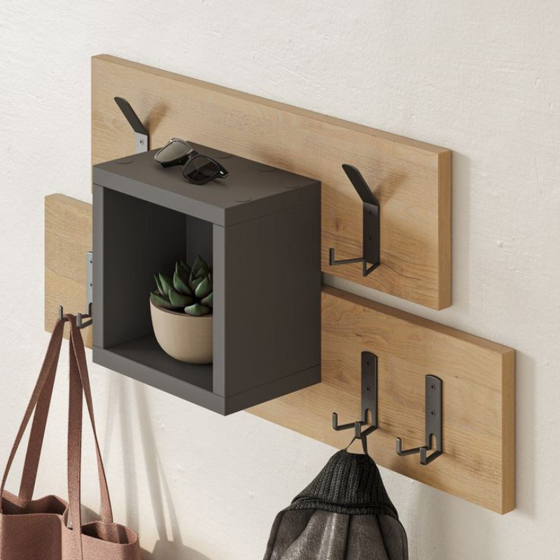 Étagère murale à penderie en métal LUMINA 68 cm – Entrée ou chambre