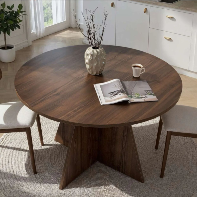 Table à manger ronde - Ø120 cm (Noir / Chêne / Noyer)