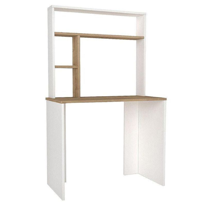 Bureau LISTES 90cm - Blanc et chêne - travail et étude