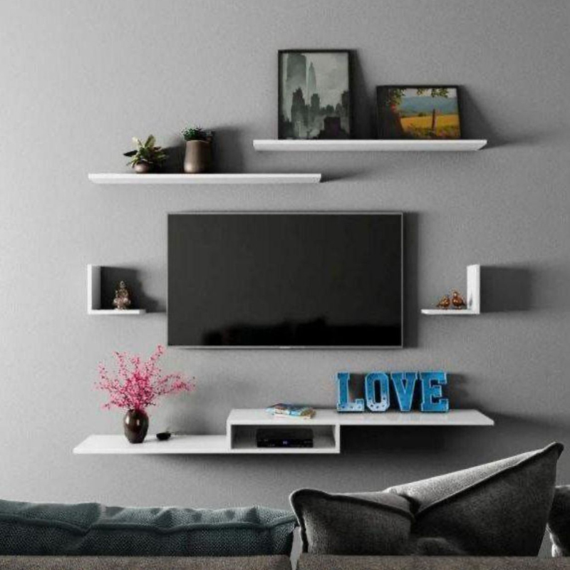 Meuble TV Alpha 120cm - Noir / Blanc
